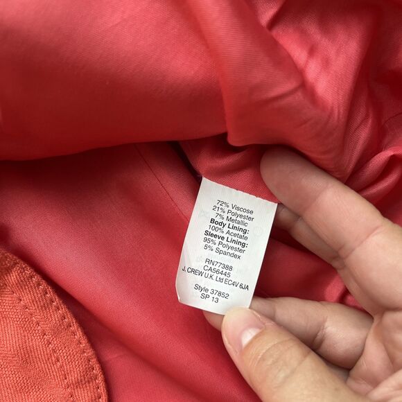 J Crew Schoolboy Blazer Womens 6 Coral Pink Orange Preppy Career Teacher Light - Picture 3 of 9